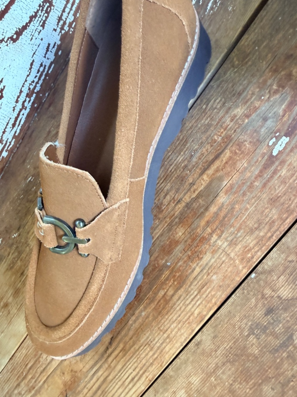 NWOT Donald Pliner Calf Suede Clio Loafer Saddle 11 - Picture 7 of 15